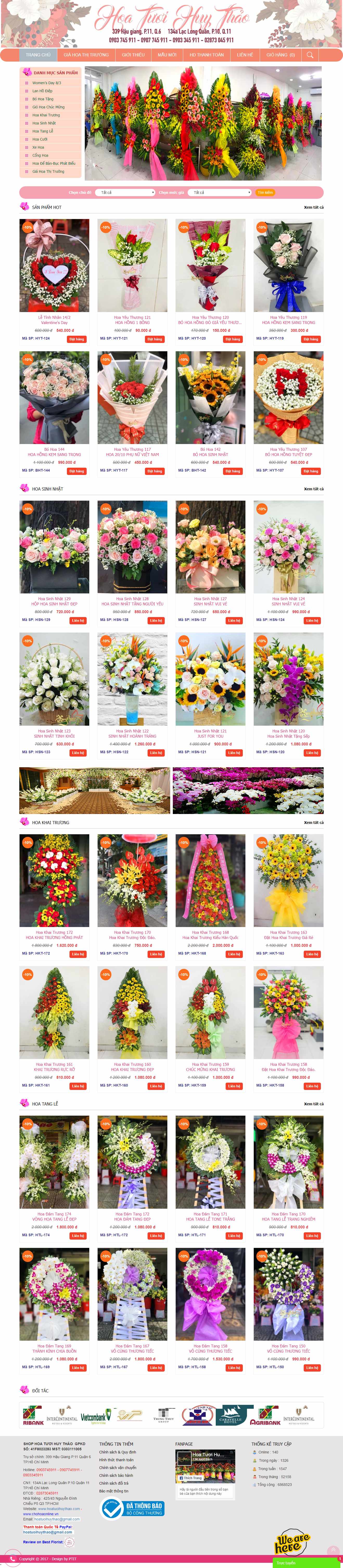 Thiết kế trang Web shop hoa tươi - hoatuoihuythao.com