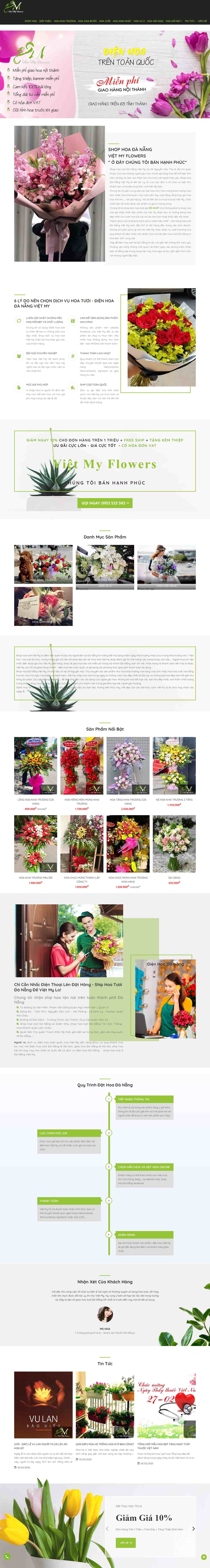 Thiết kế trang Web shop hoa tươi - www.shophoatuoidanang.com