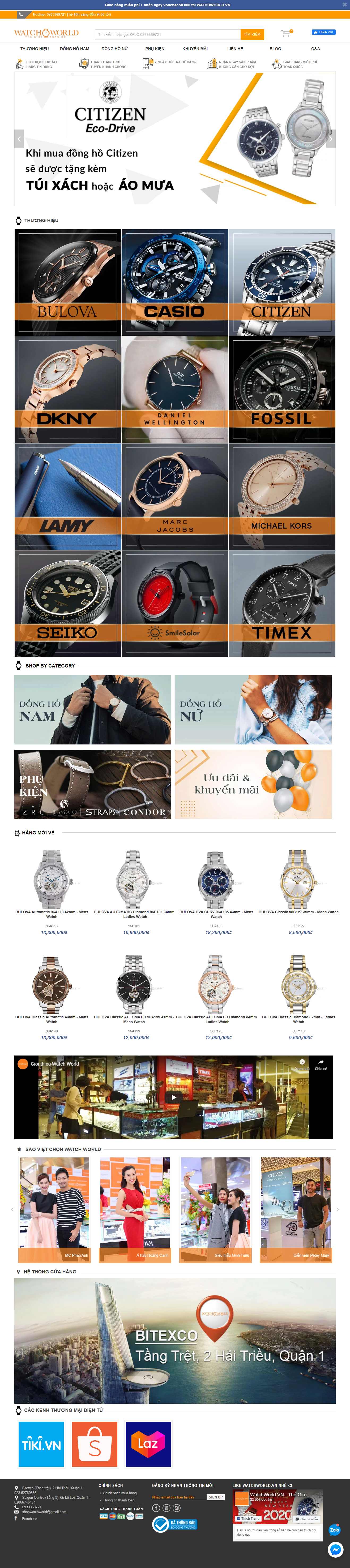 Thiết kế trang Web shop đồng hồ - watchworld.vn