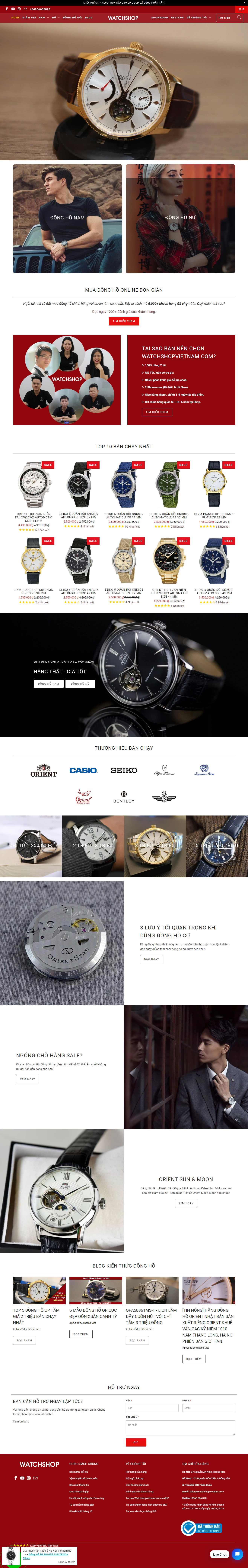 Thiết kế trang Web shop đồng hồ - watchshopvietnam.com