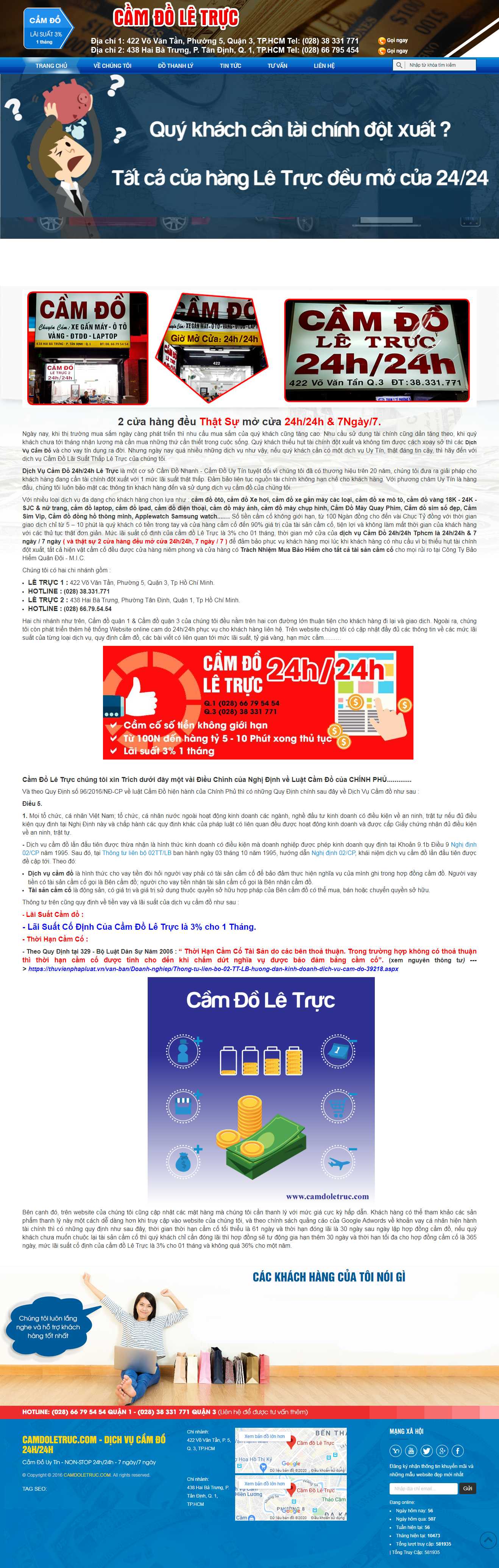 Thiết kế trang Web dịch vụ cầm đồ - camdoletruc.com