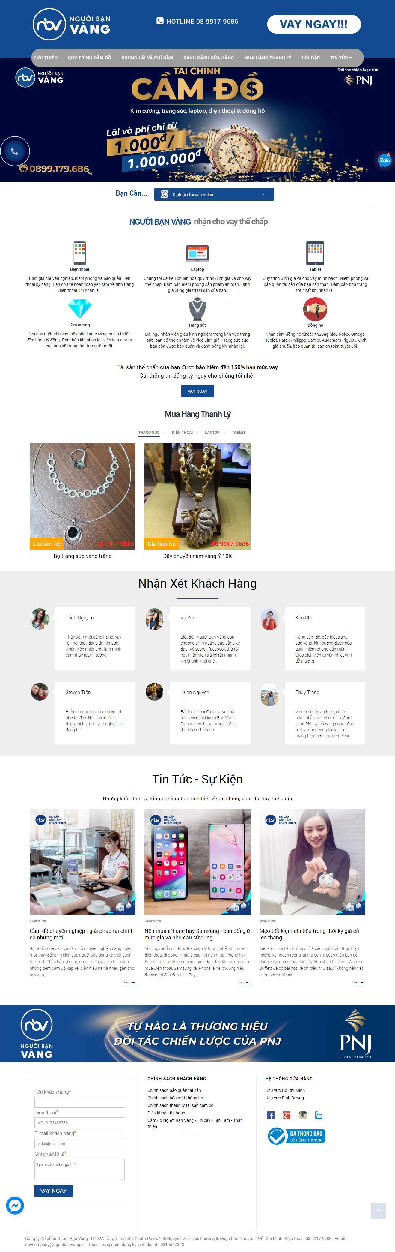 Thiết kế trang Web dịch vụ cầm đồ - nguoibanvang.vn