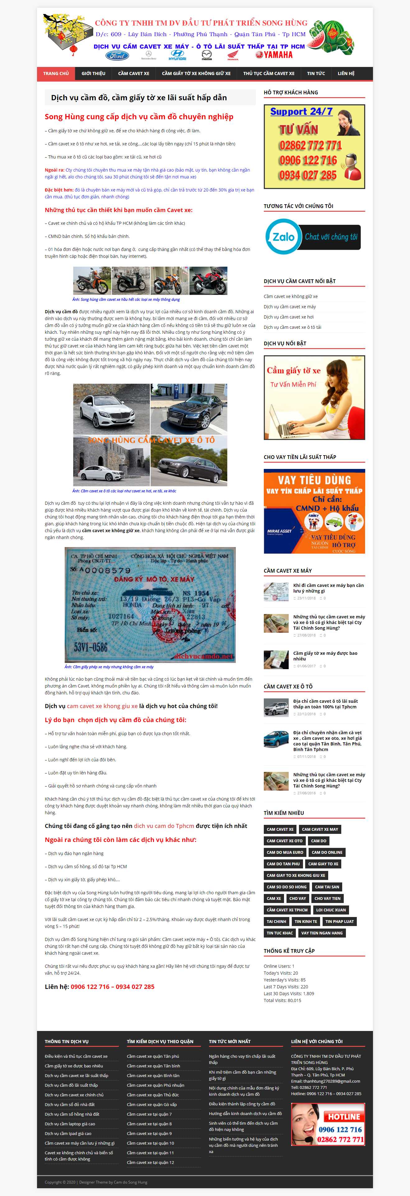 Thiết kế trang Web dịch vụ cầm đồ - dichvucamdo.net