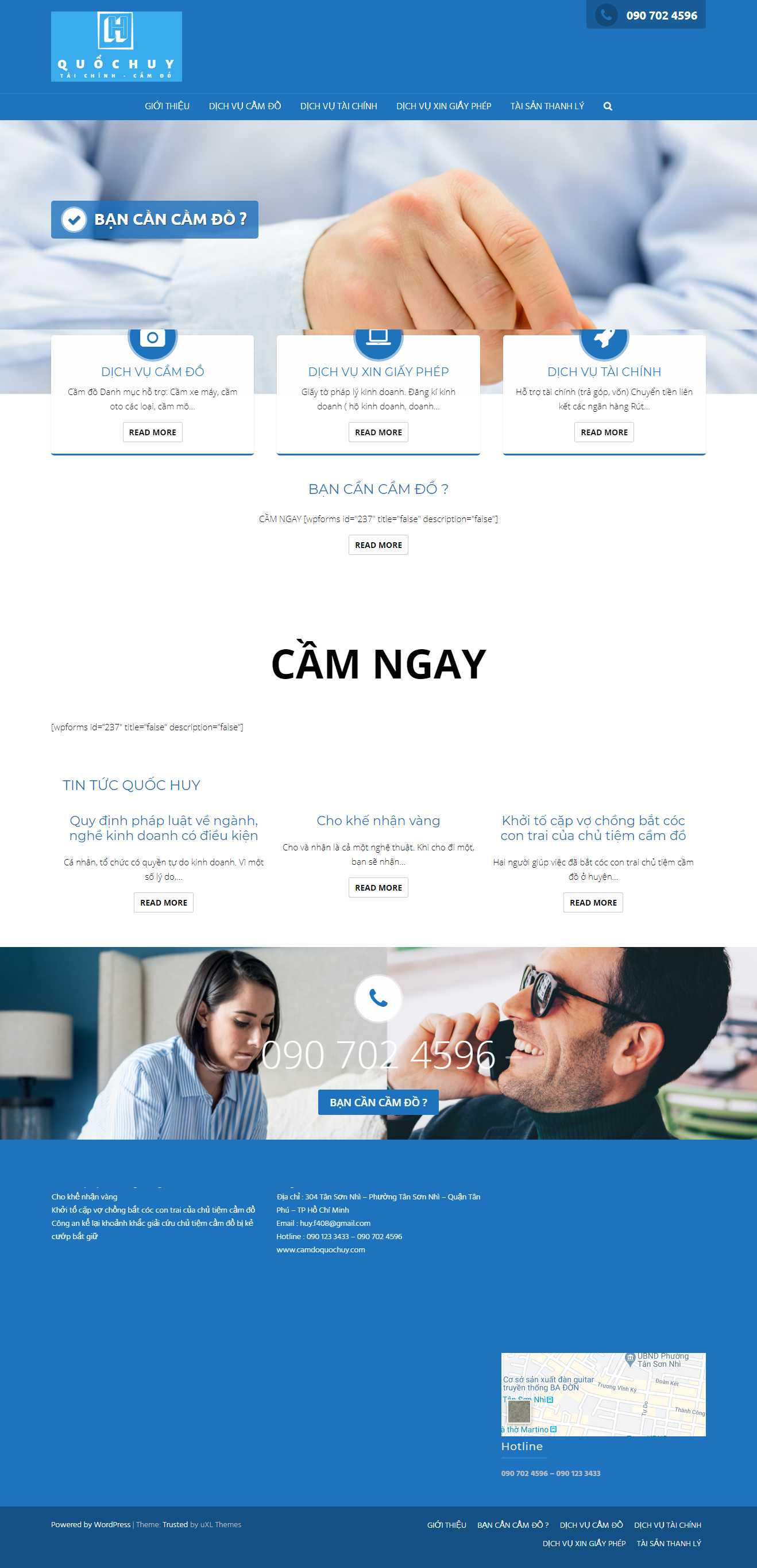 Thiết kế trang Web dịch vụ cầm đồ - camdoquochuy.com