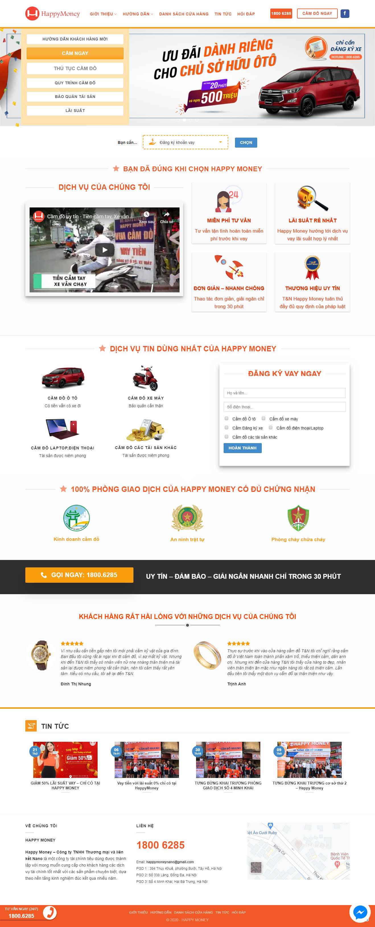 Thiết kế trang Web dịch vụ cầm đồ - happymoney.vn
