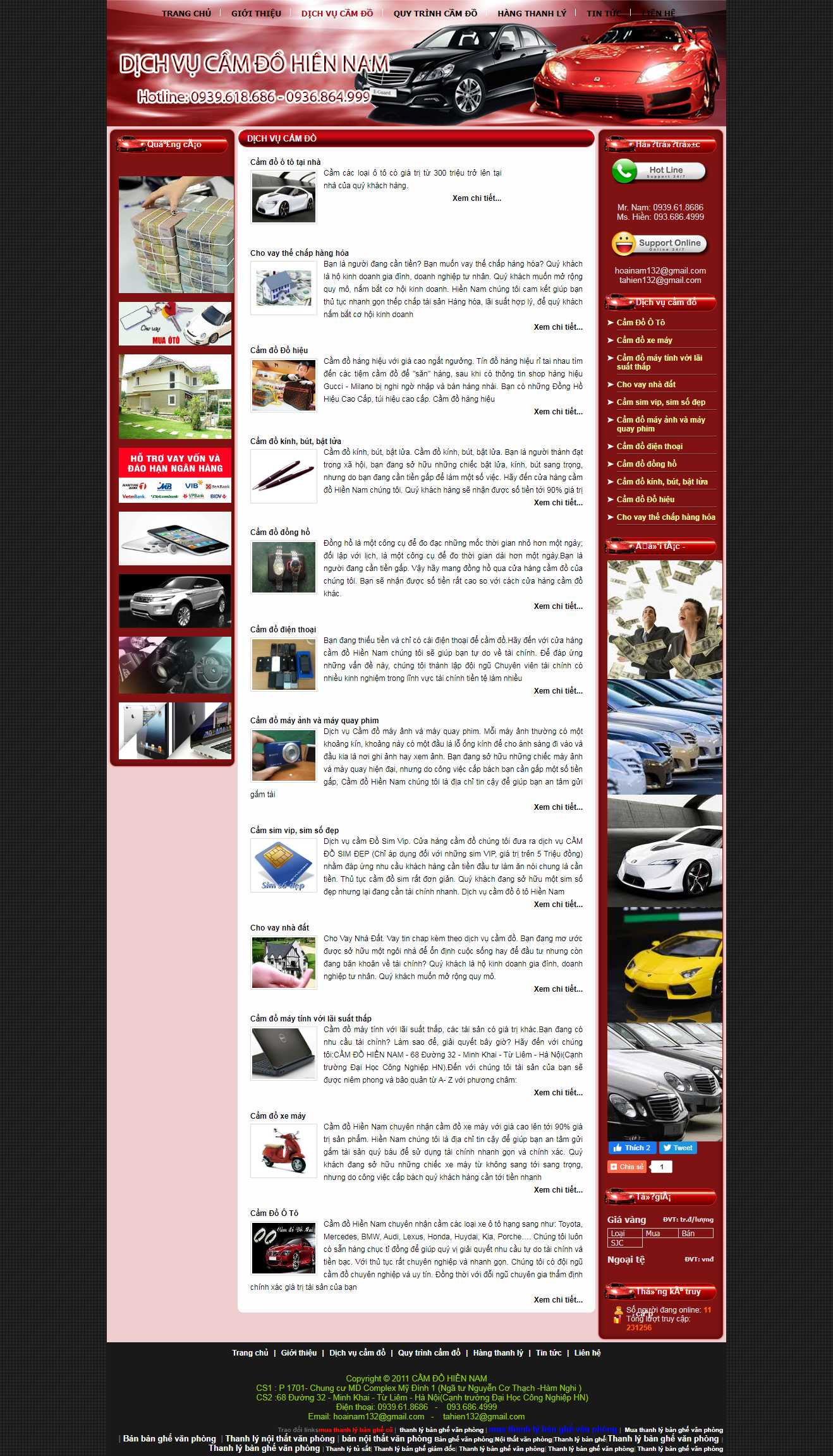 Thiết kế trang Web dịch vụ cầm đồ - camdootohanoi.vn