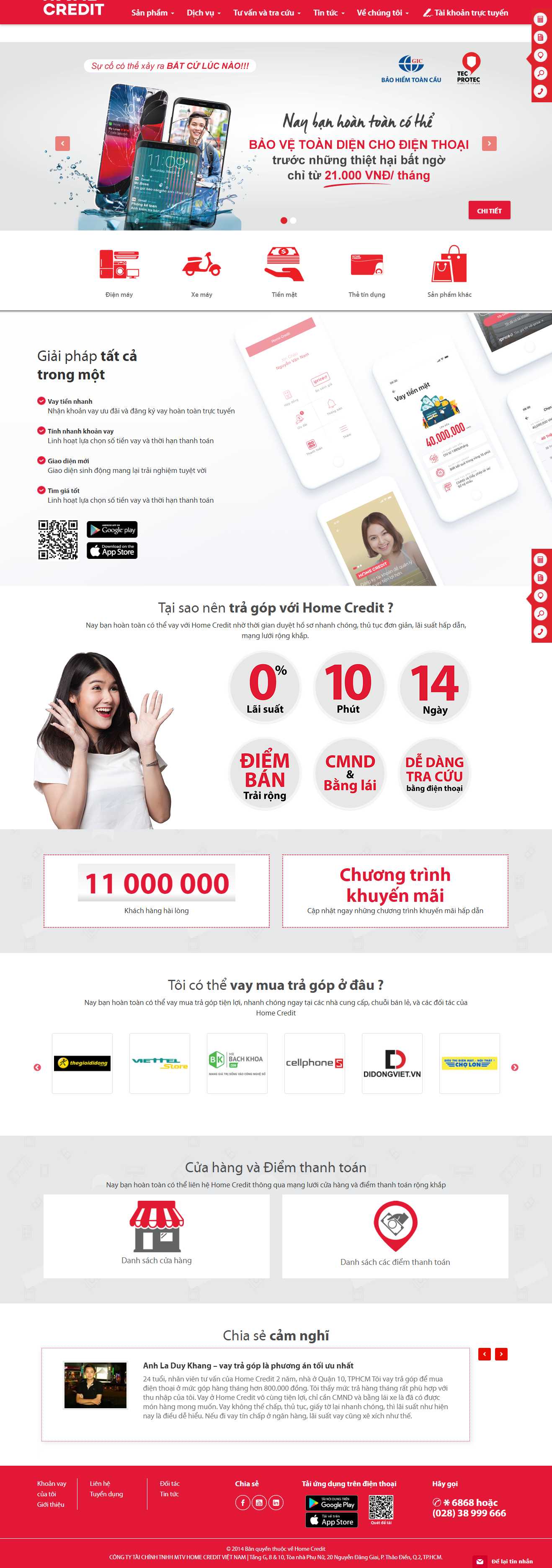 Thiết kế trang Web công ty tài chính - www.homecredit.vn