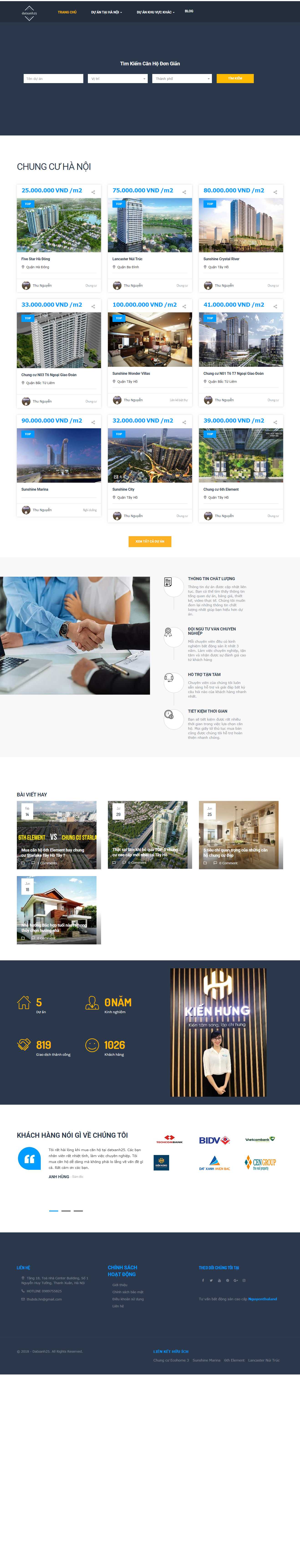 Thiết kế trang Web mua bán căn hộ - datxanh25.com