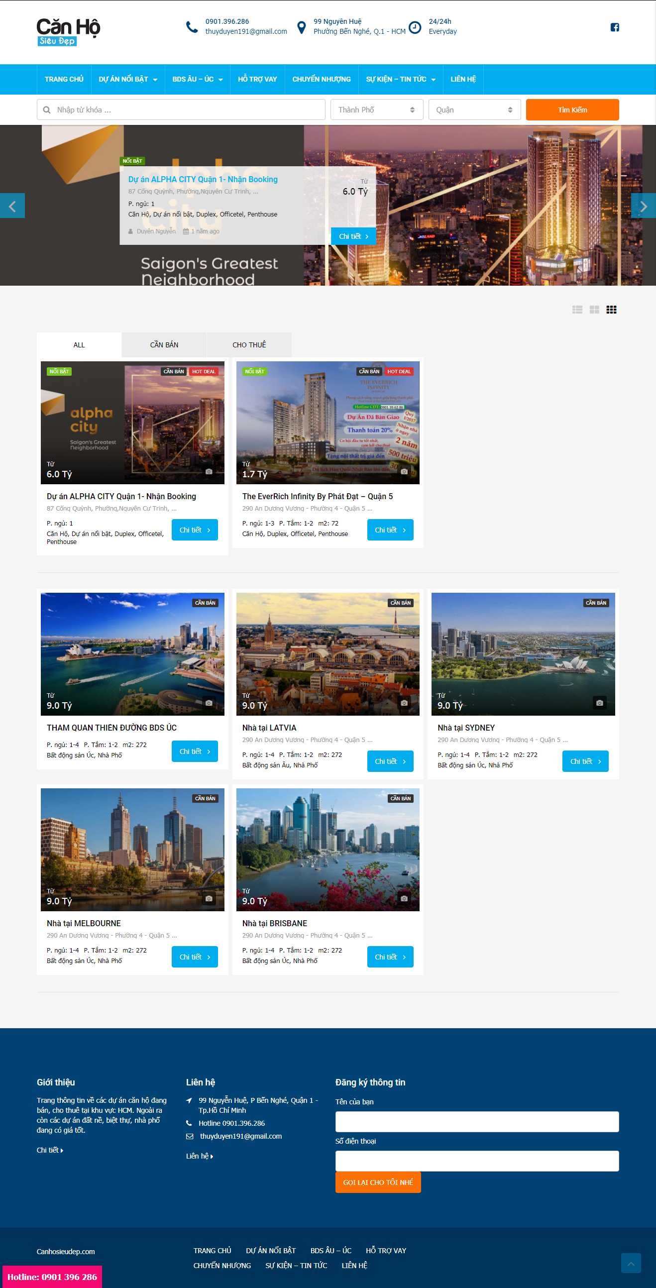 Thiết kế trang Web mua bán căn hộ - canhosieudep.com