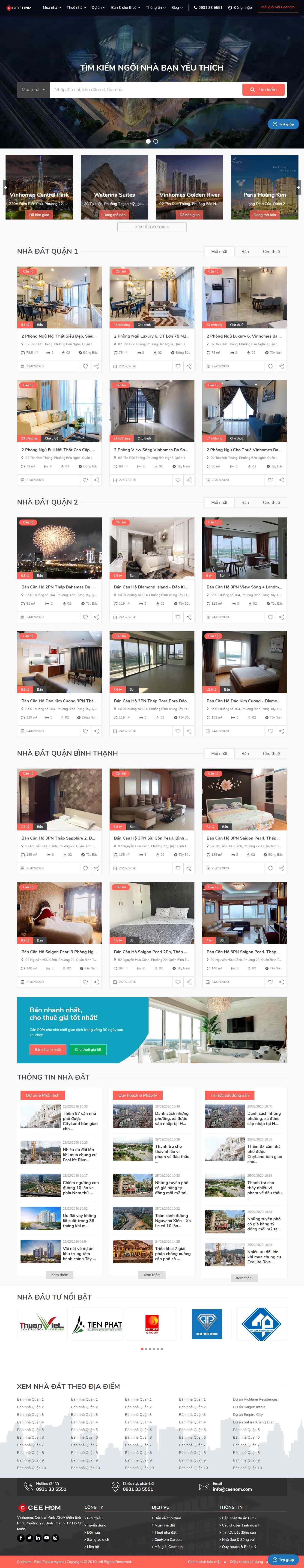 Thiết kế trang Web mua bán căn hộ - ceehom.com