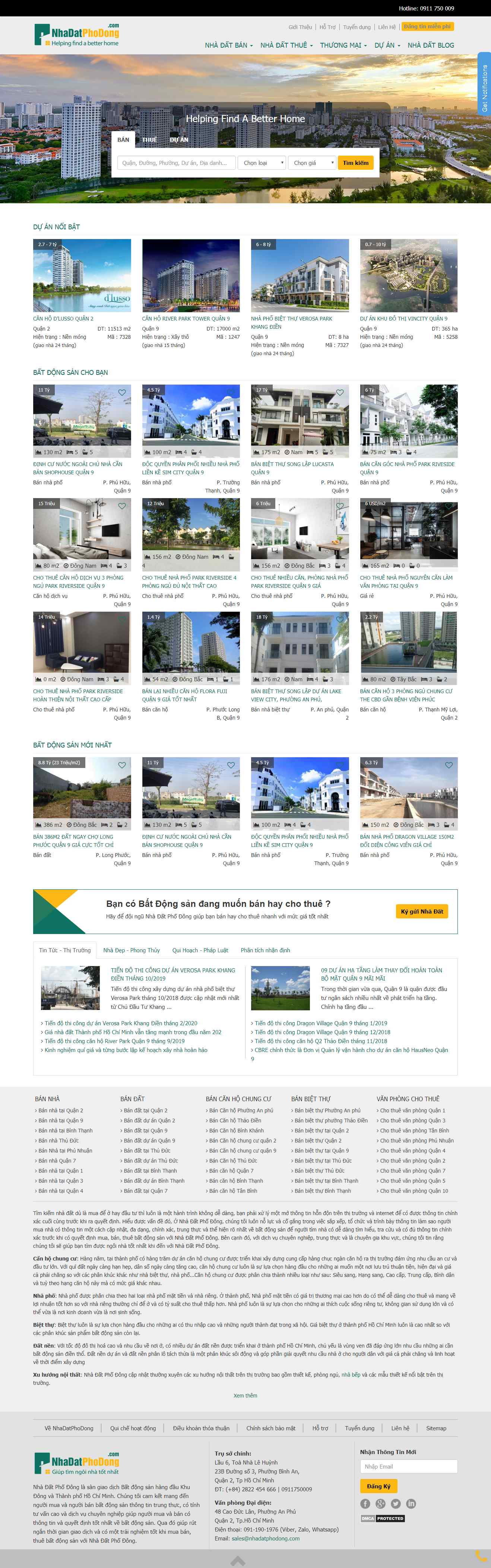Thiết kế trang Web mua bán căn hộ - nhadatphodong.com