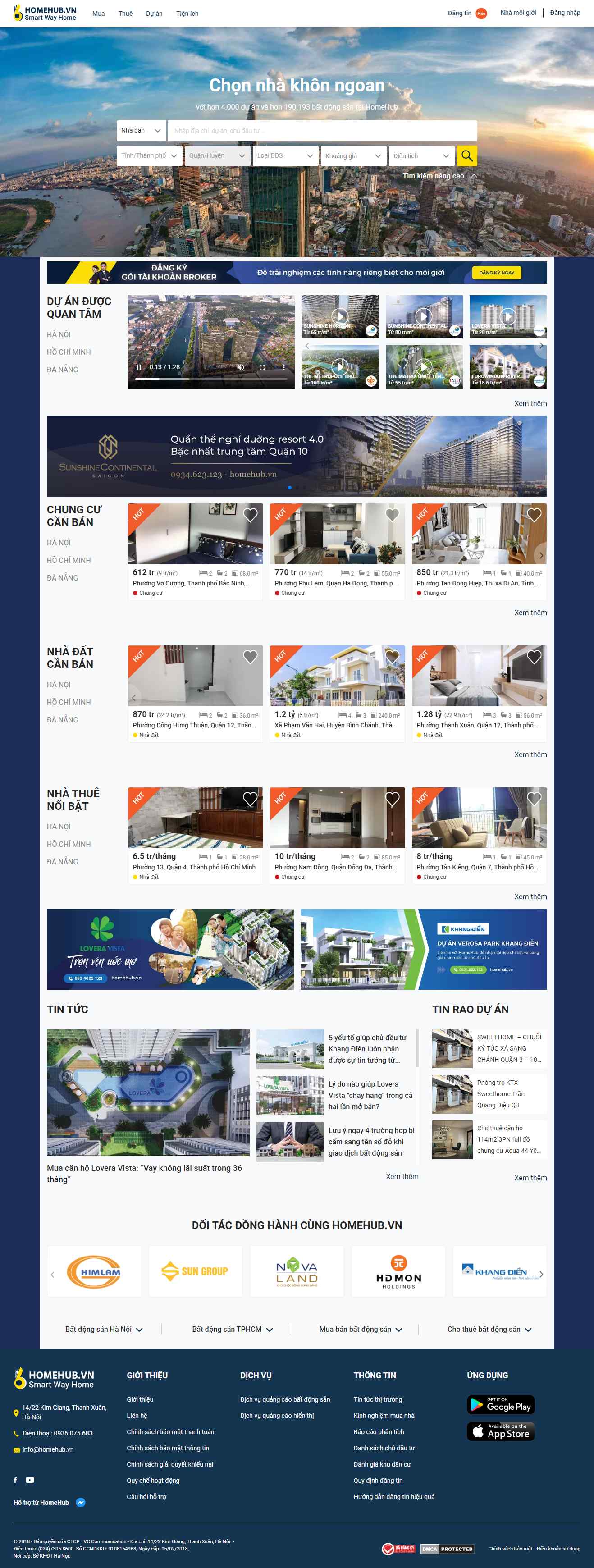 Thiết kế trang Web mua bán căn hộ - homehub.vn