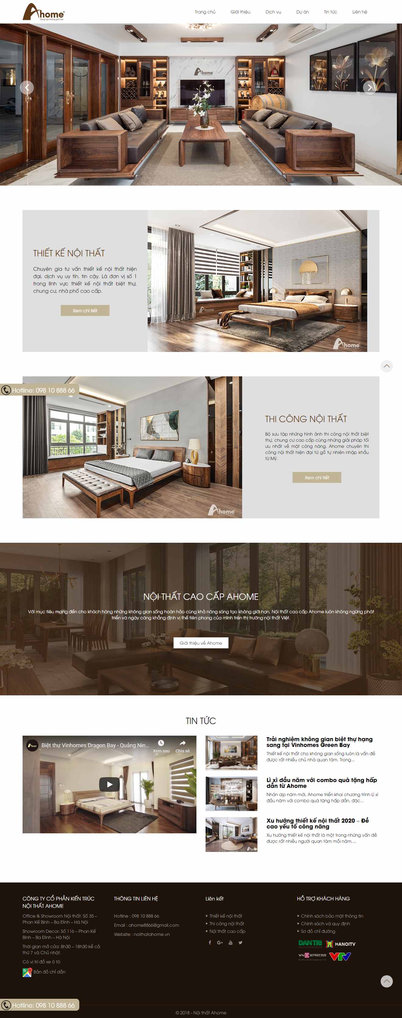 Thiết kế trang Web trang trí nội thất - noithatahome.vn