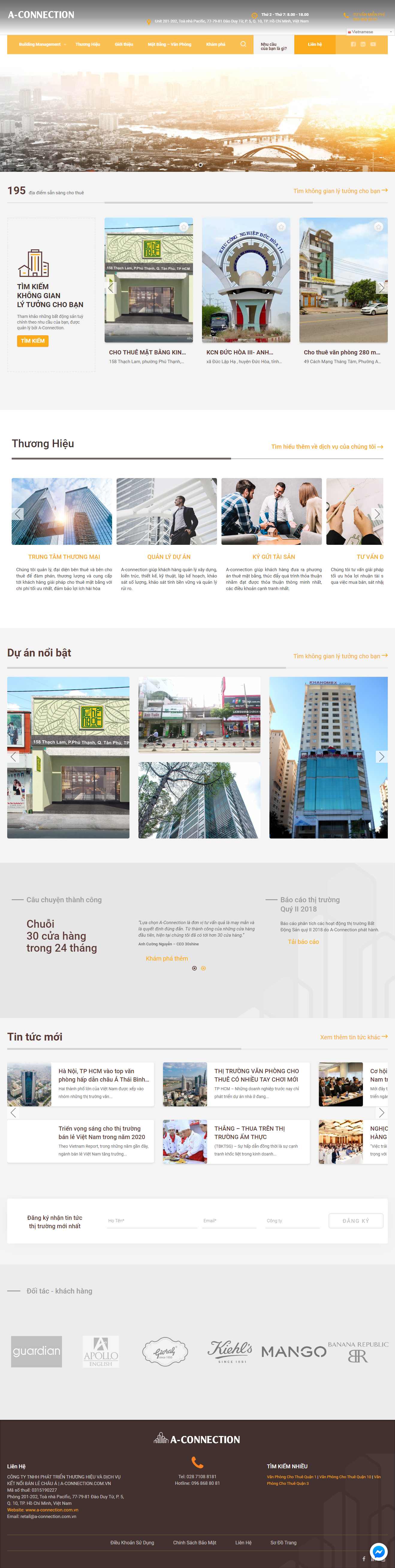 Thiết kế trang Web cho thuê nhà - a-connection.com.vn