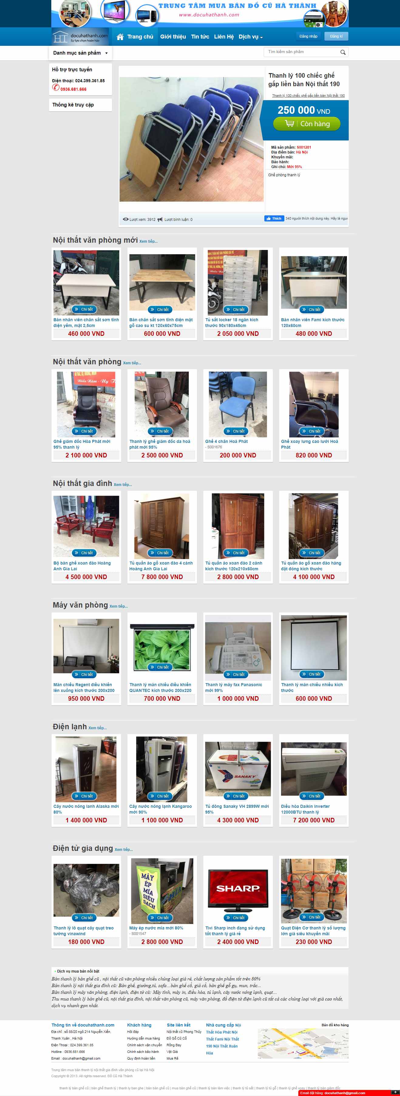 Thiết kế trang Web bàn ghế cũ - docuhathanh.com