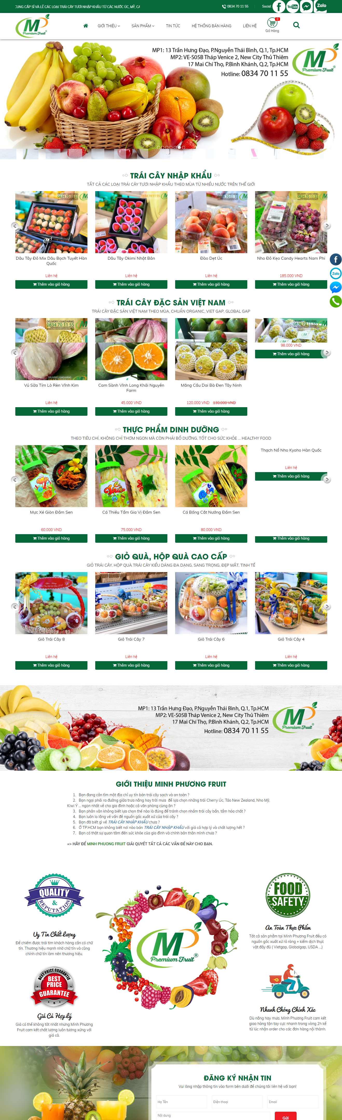 Thiết kế trang Web bán trái cây - minhphuongfruit.com