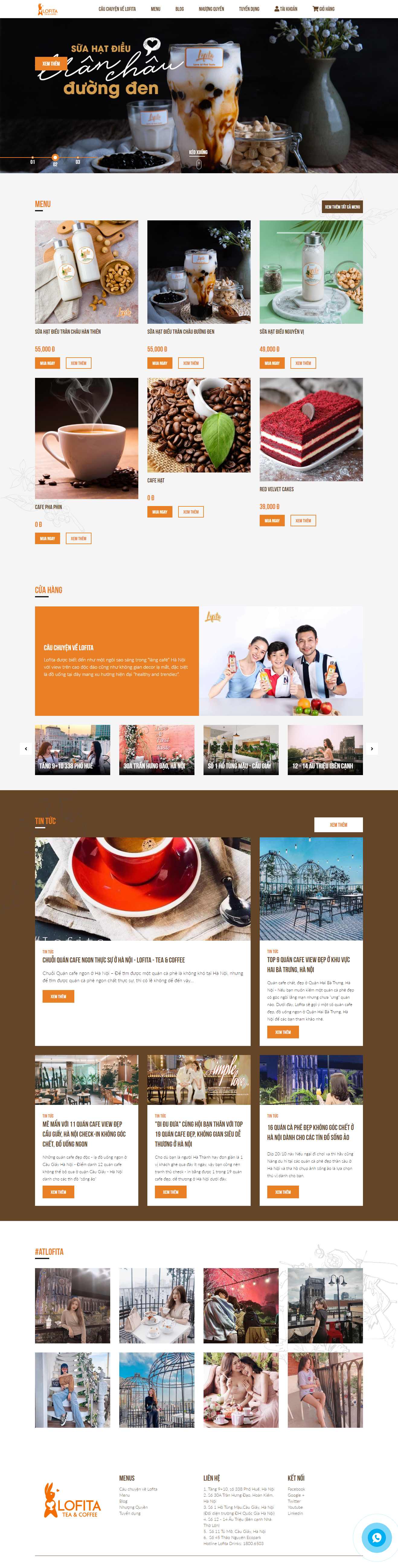 Thiết kế trang Web cafe - lofita.vn