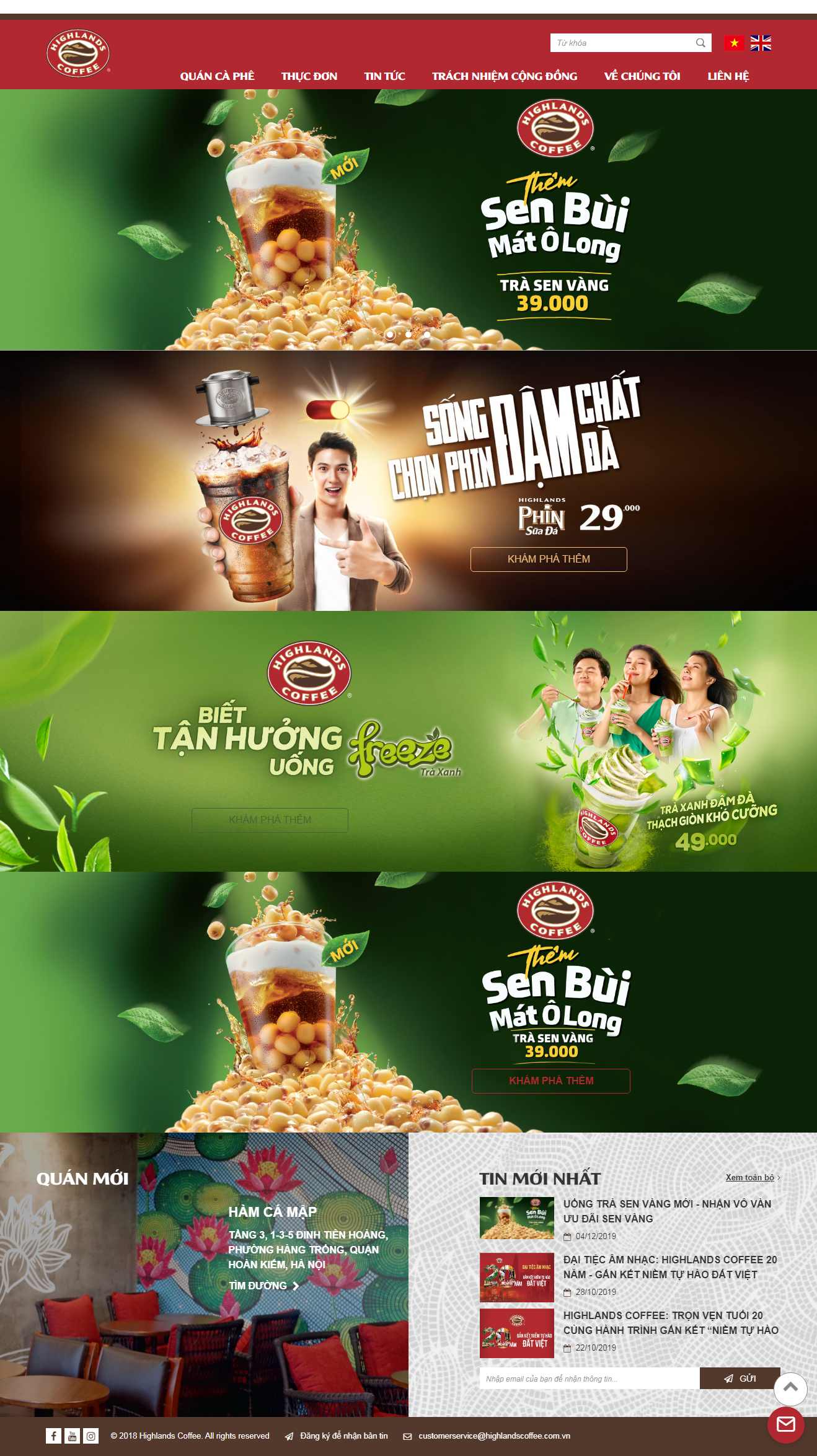 Thiết kế trang Web cafe - www.highlandscoffee.com.vn