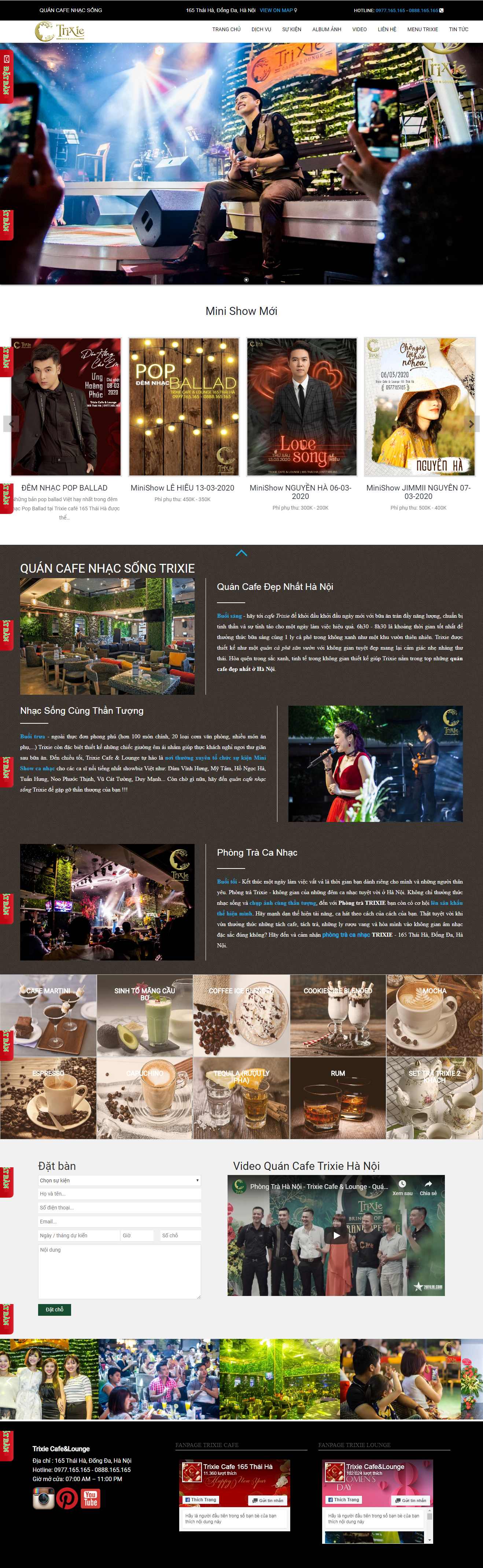 Thiết kế trang Web cafe - trixie.com.vn