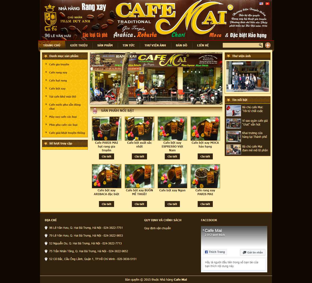 Thiết kế trang Web cafe - cafemai.vn