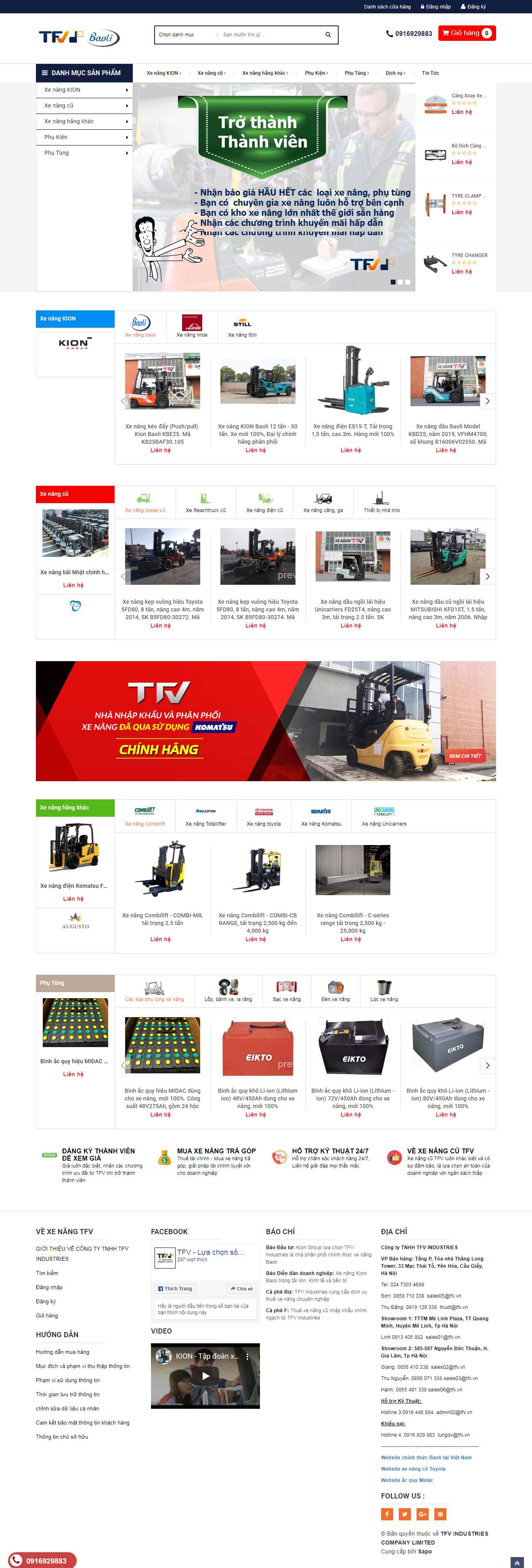 Thiết kế trang Web xe nâng hàng - tfv.vn