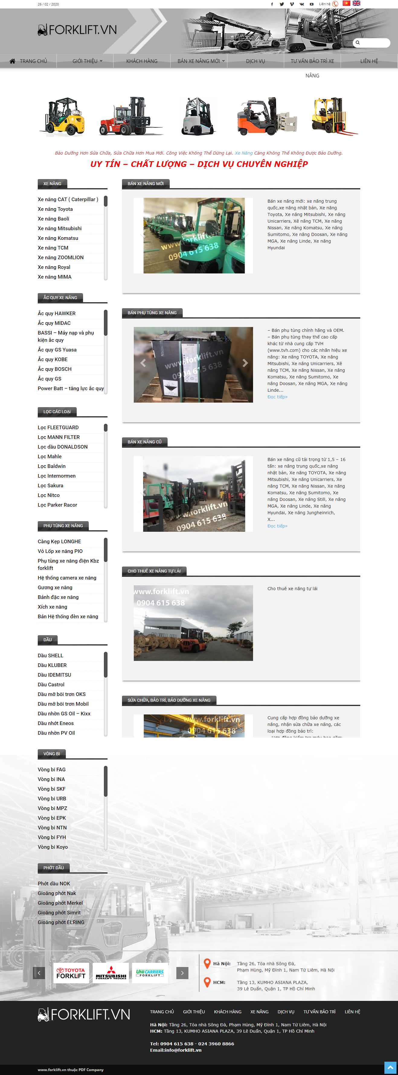 Thiết kế trang Web xe nâng hàng - forklift.vn