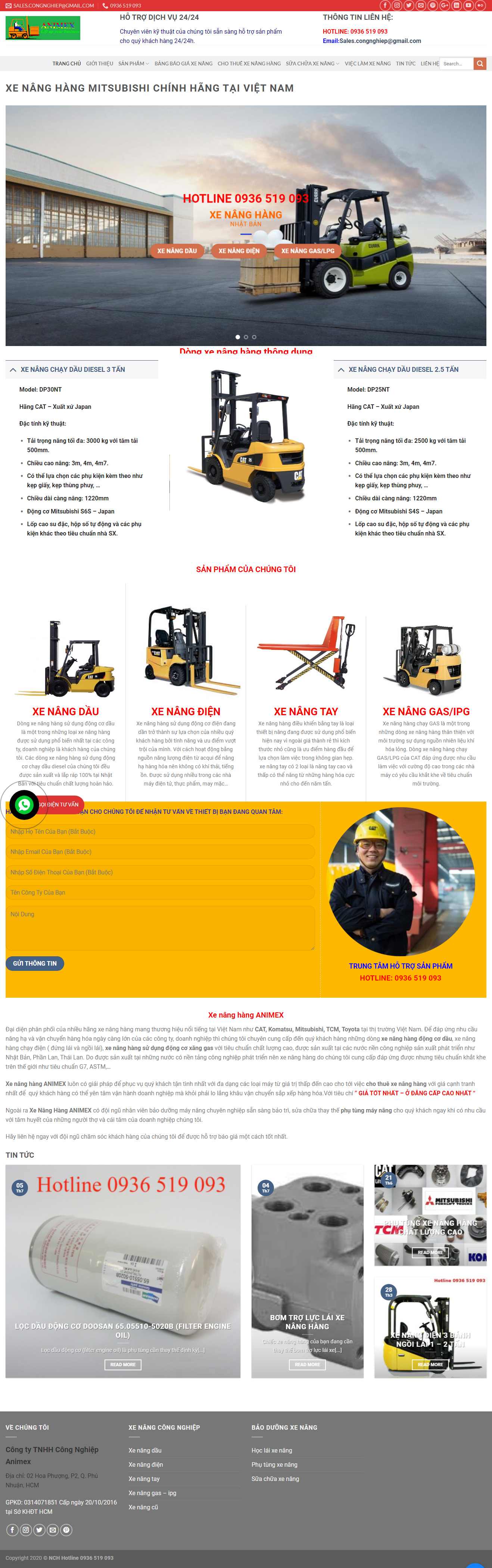 Thiết kế trang Web xe nâng hàng - dailyxenang.com