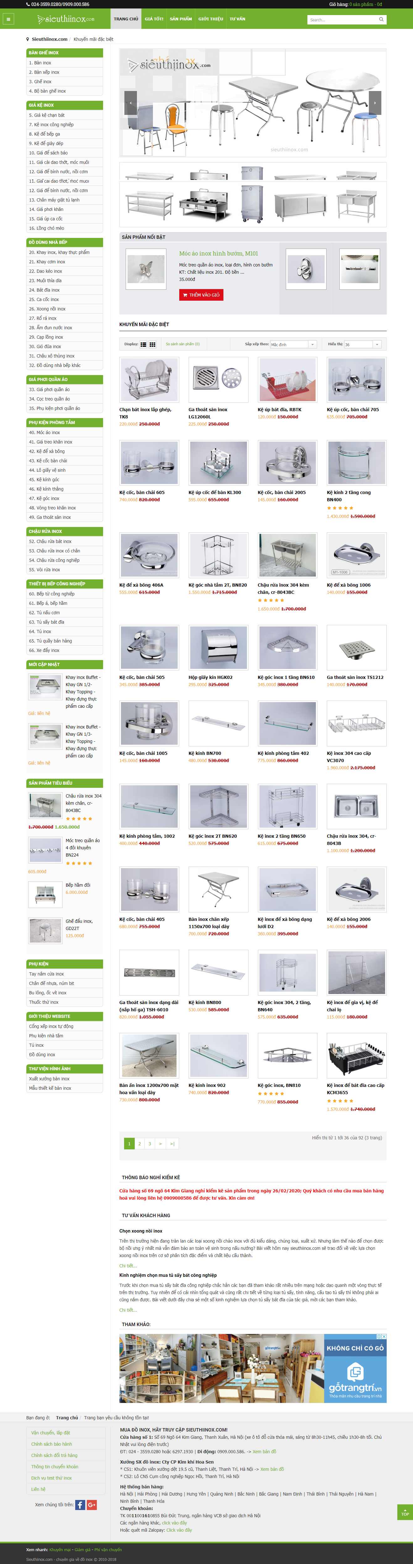 Thiết kế trang Web bán inox - sieuthiinox.com