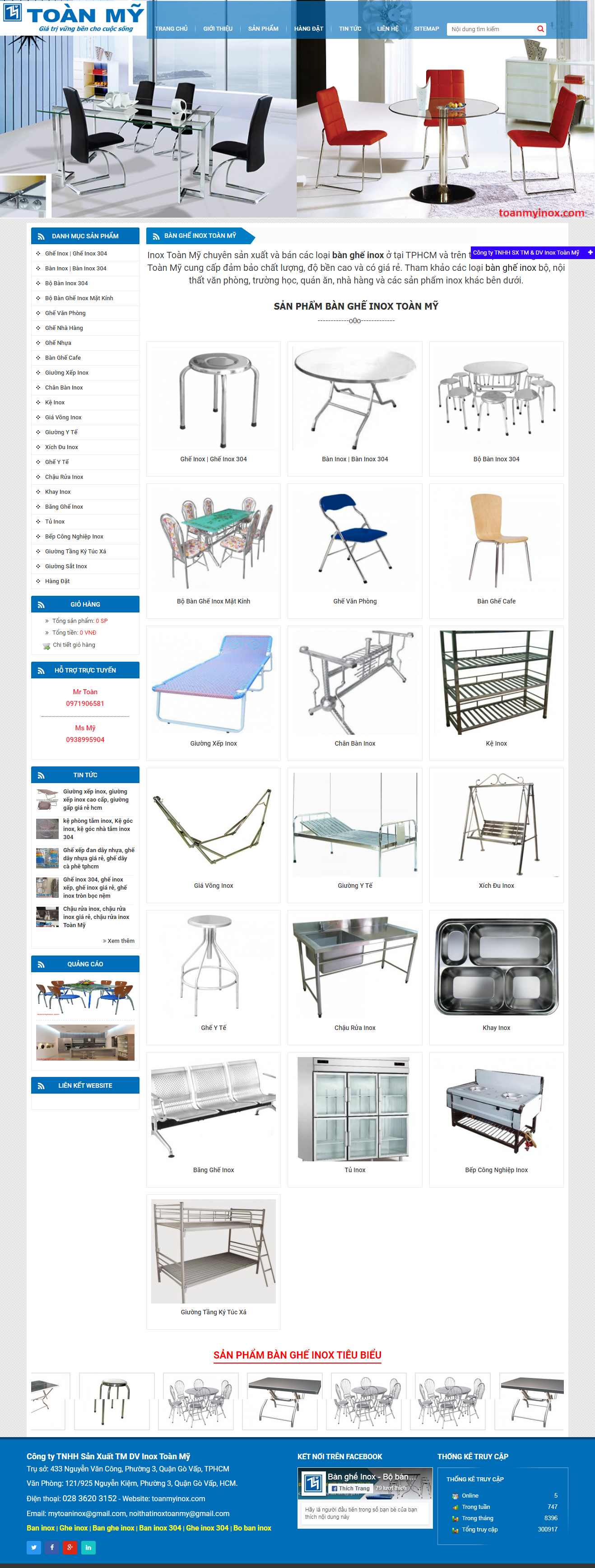Thiết kế trang Web bán inox - toanmyinox.com