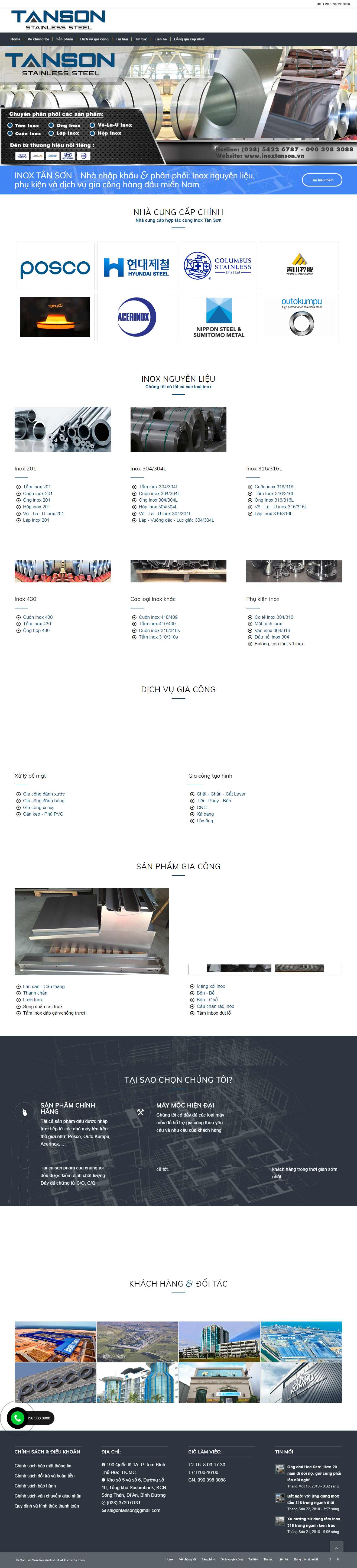 Thiết kế trang Web bán inox - inoxtanson.vn