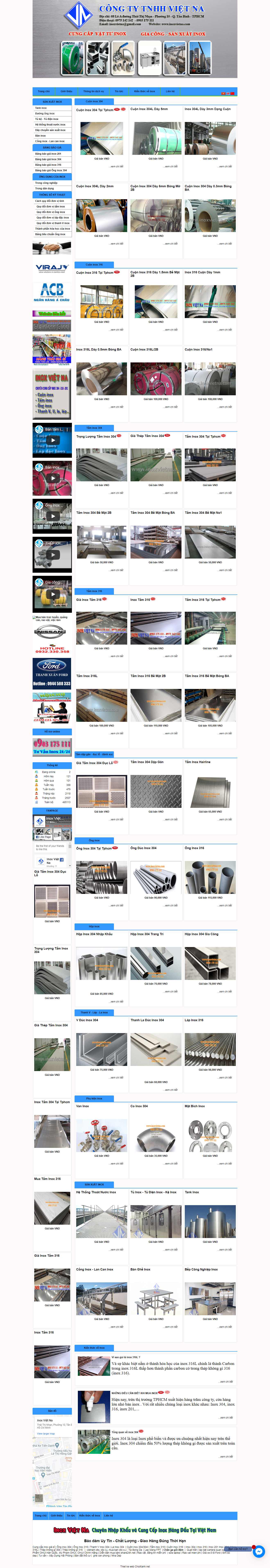 Thiết kế trang Web bán inox - inoxvietna.com
