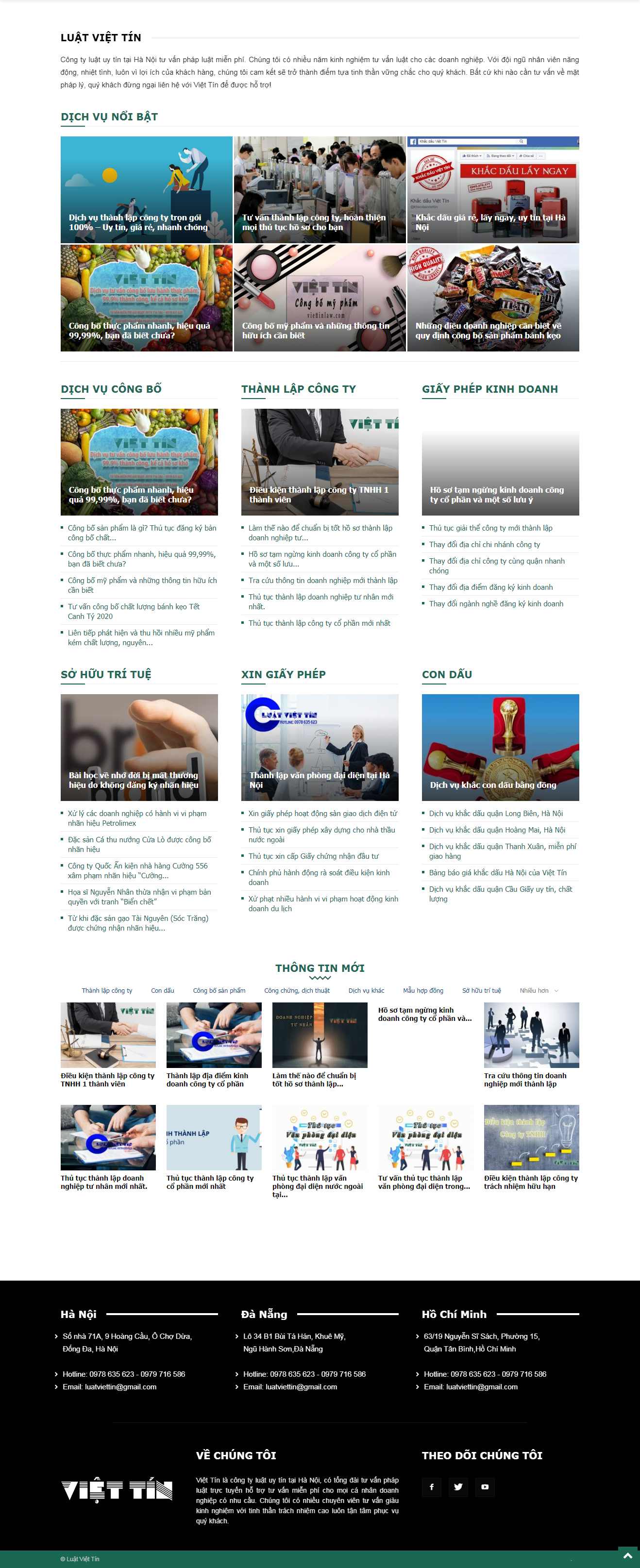 Thiết kế trang Web thành lập công ty - viettinlaw.com