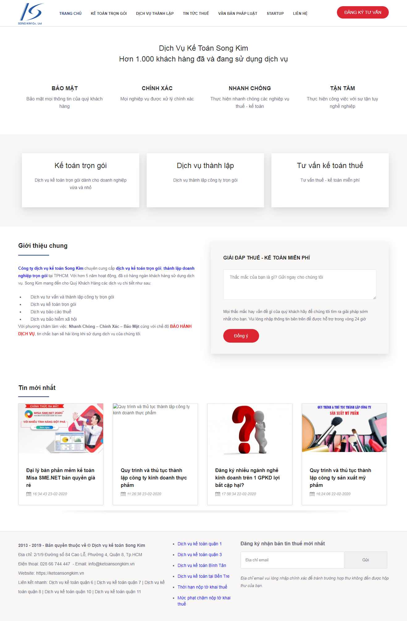 Thiết kế trang Web thành lập công ty - ketoansongkim.vn