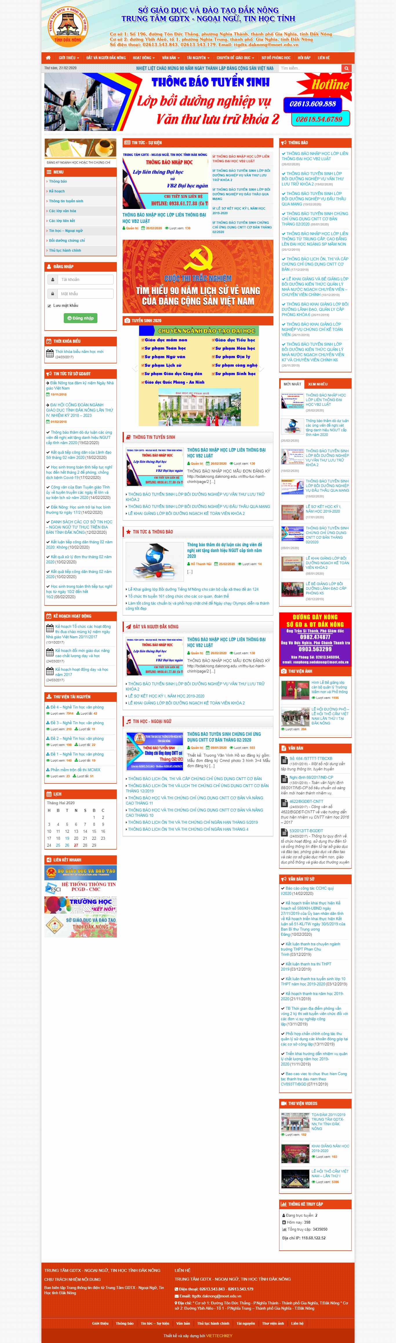 Thiết kế trang Web giáo dục thường xuyên - txdaknong.daknong.edu.vn