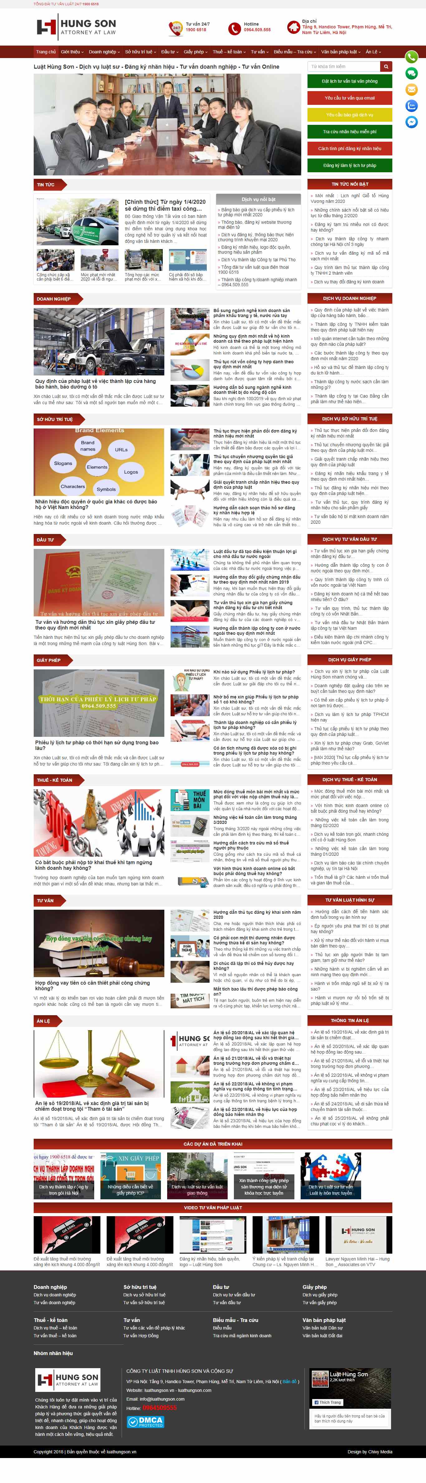 Thiết kế trang Web thành lập doanh nghiệp - luathungson.vn