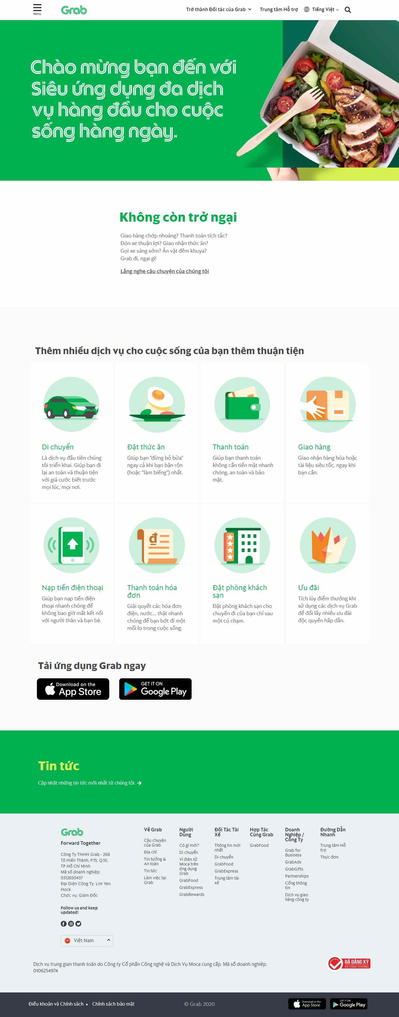 Thiết kế trang Web uy tín - www.grab.com