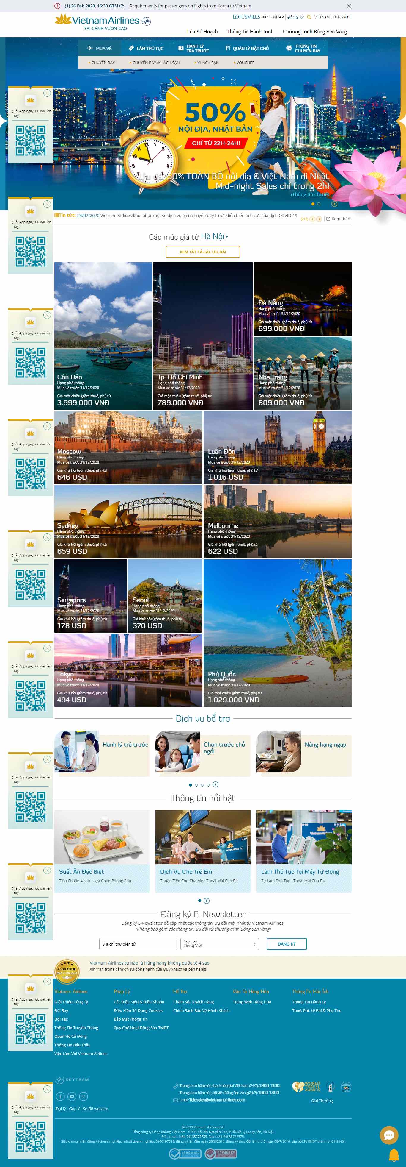 Thiết kế trang Web uy tín - www.vietnamairlines.com