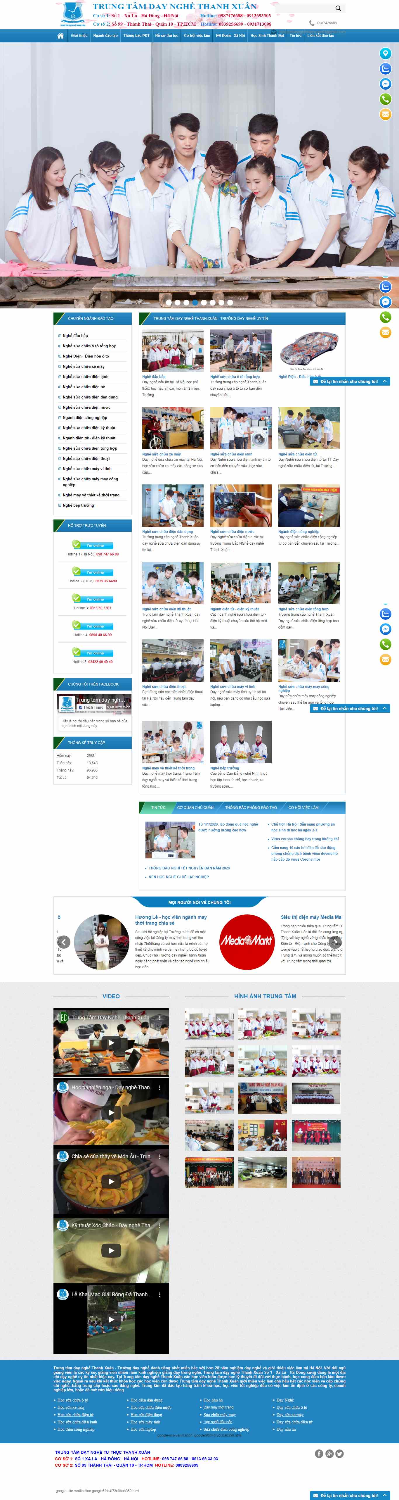 Thiết kế trang Web trường dạy nghề - đào tạo nghề - trungtamdaynghethanhxuan.vn