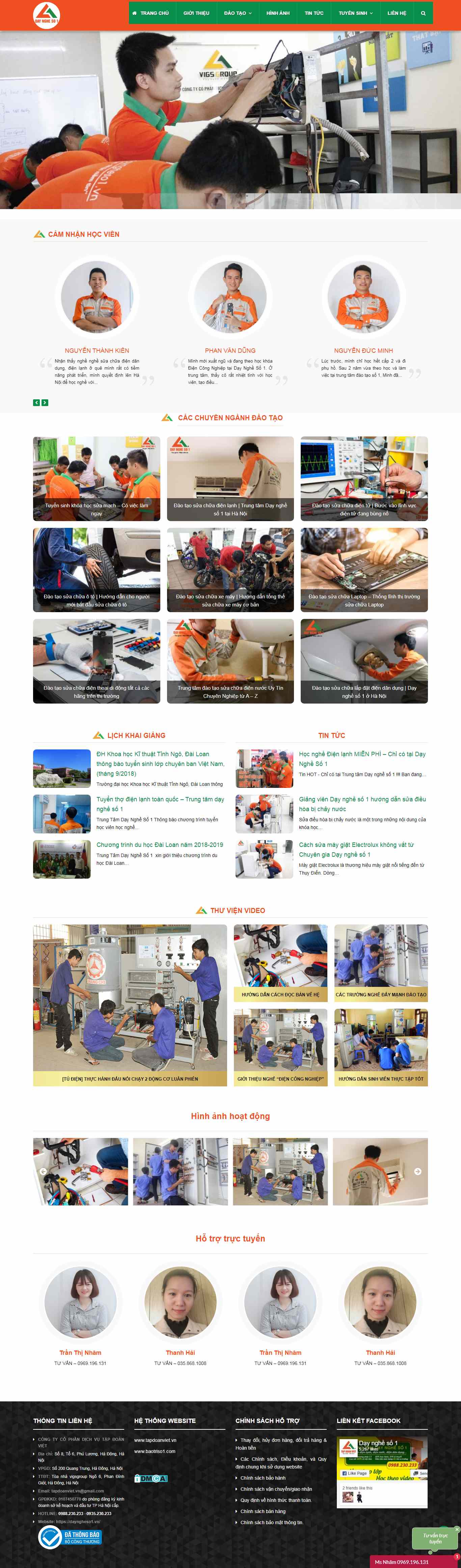Thiết kế trang Web trường dạy nghề - đào tạo nghề - dayngheso1.vn