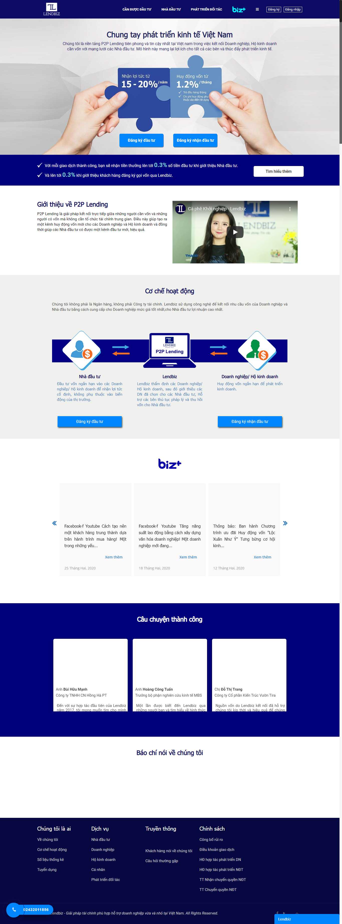 Thiết kế trang Web tìm đối tác - lendbiz.vn