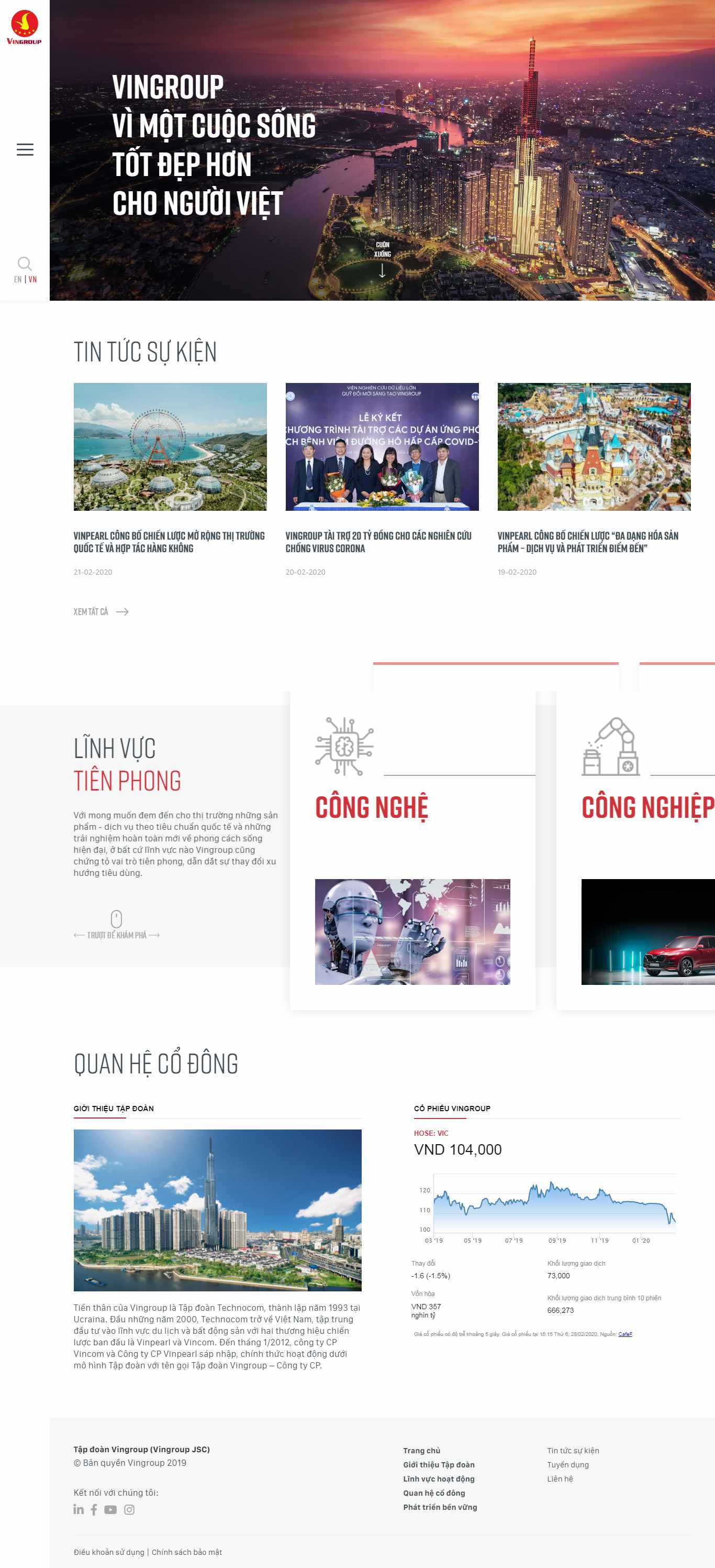 Thiết kế trang Web tập đoàn - tổng công ty - vingroup.net