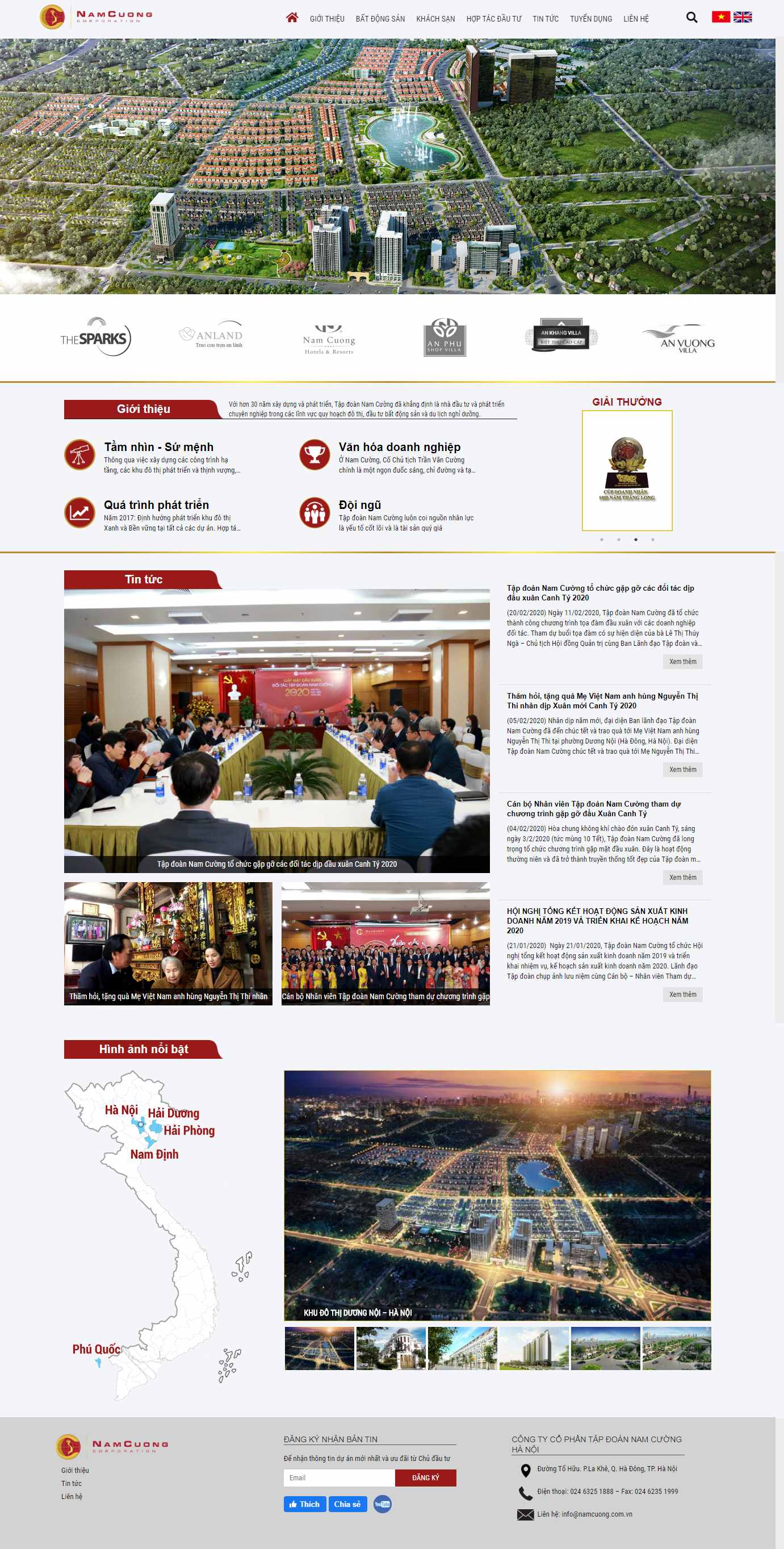 Thiết kế trang Web tập đoàn - tổng công ty - namcuong.com.vn