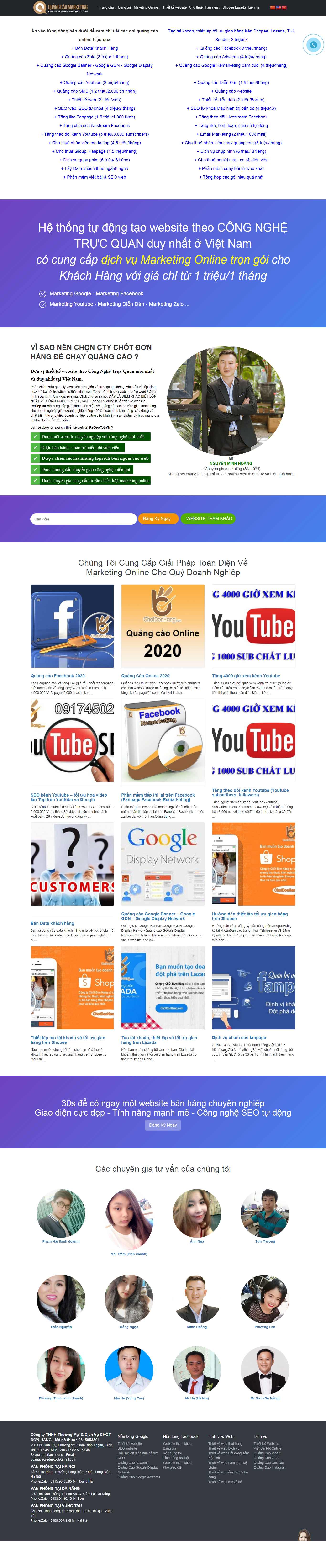 Thiết kế trang Web quảng cáo online - quangcaomarketingonline.com