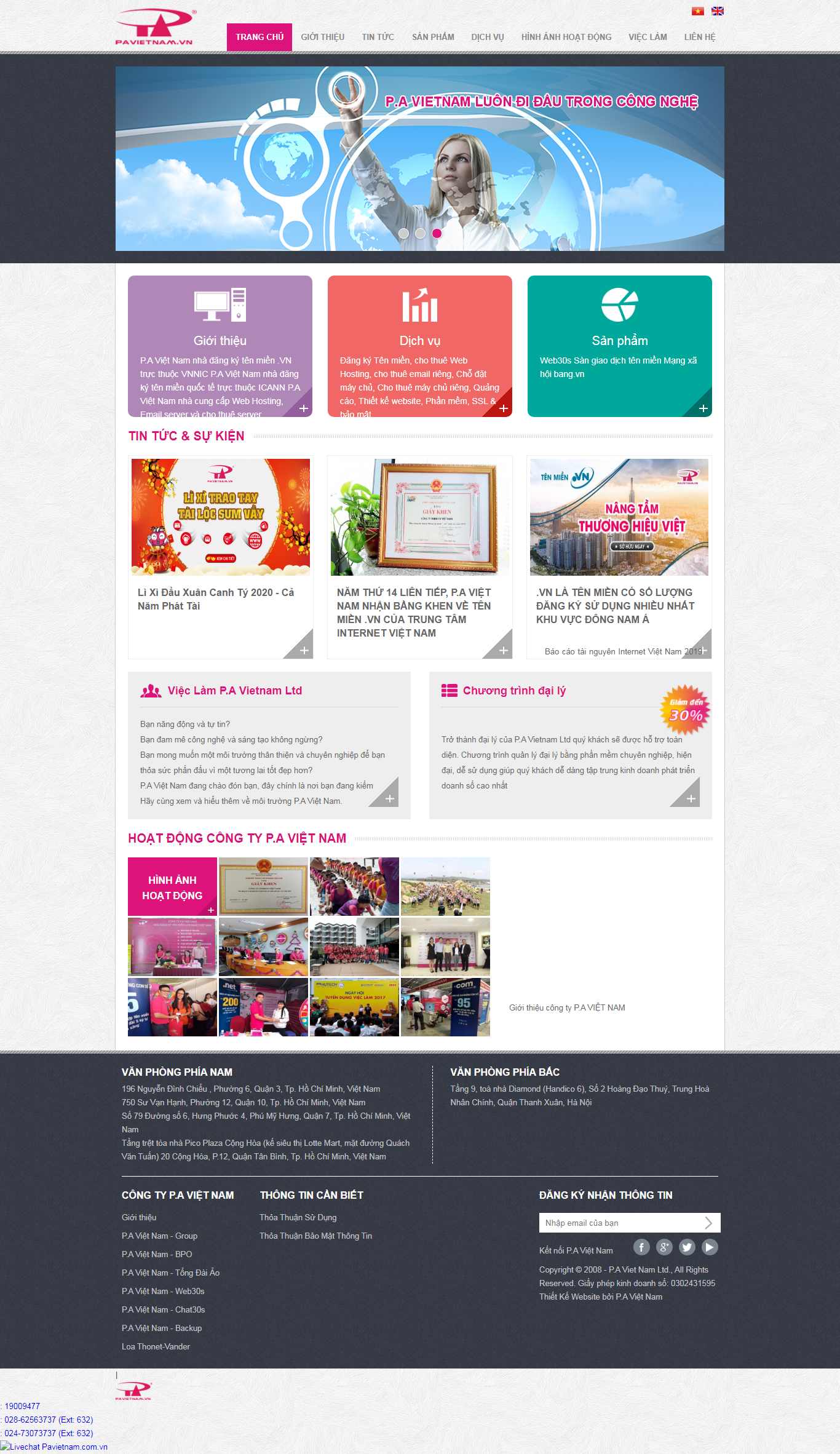 Thiết kế trang Web quảng cáo online - pavietnam.com.vn