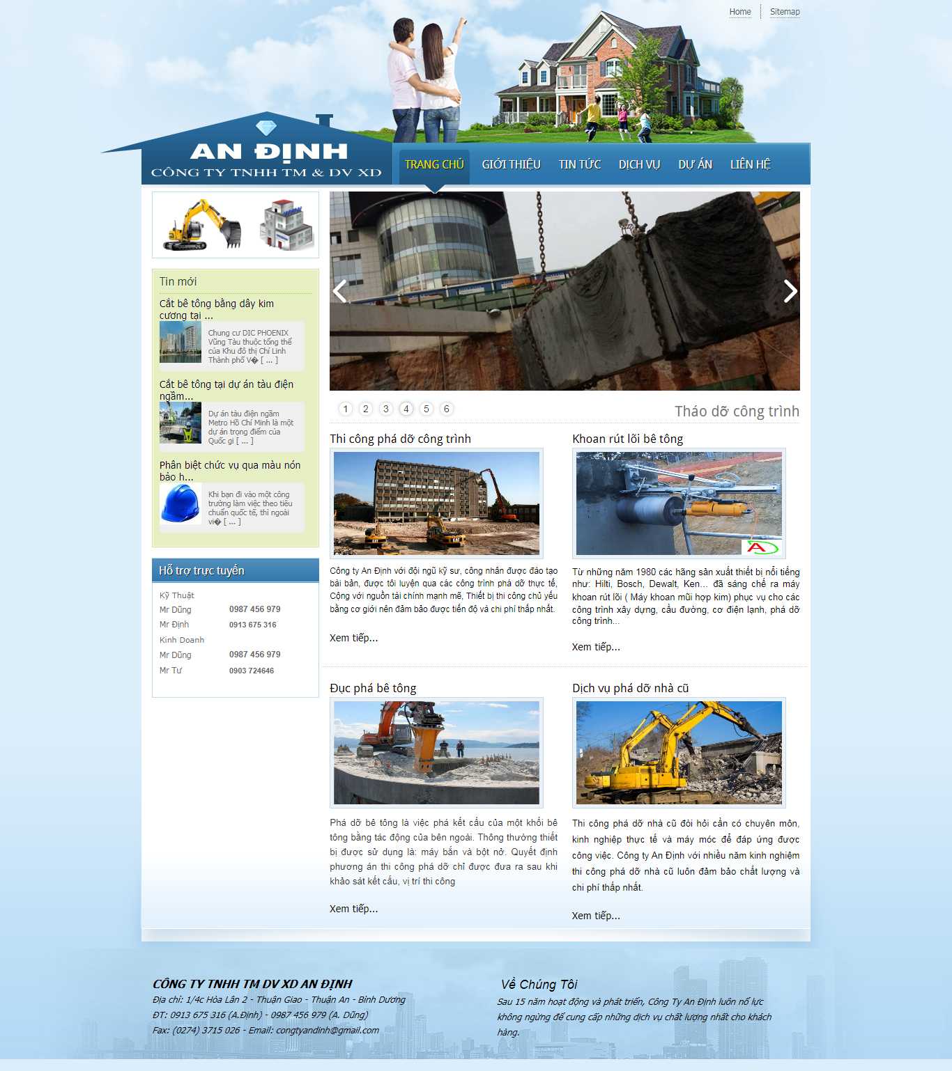 Thiết kế trang Web phá dỡ công trình - thaodocongtrinh.vn