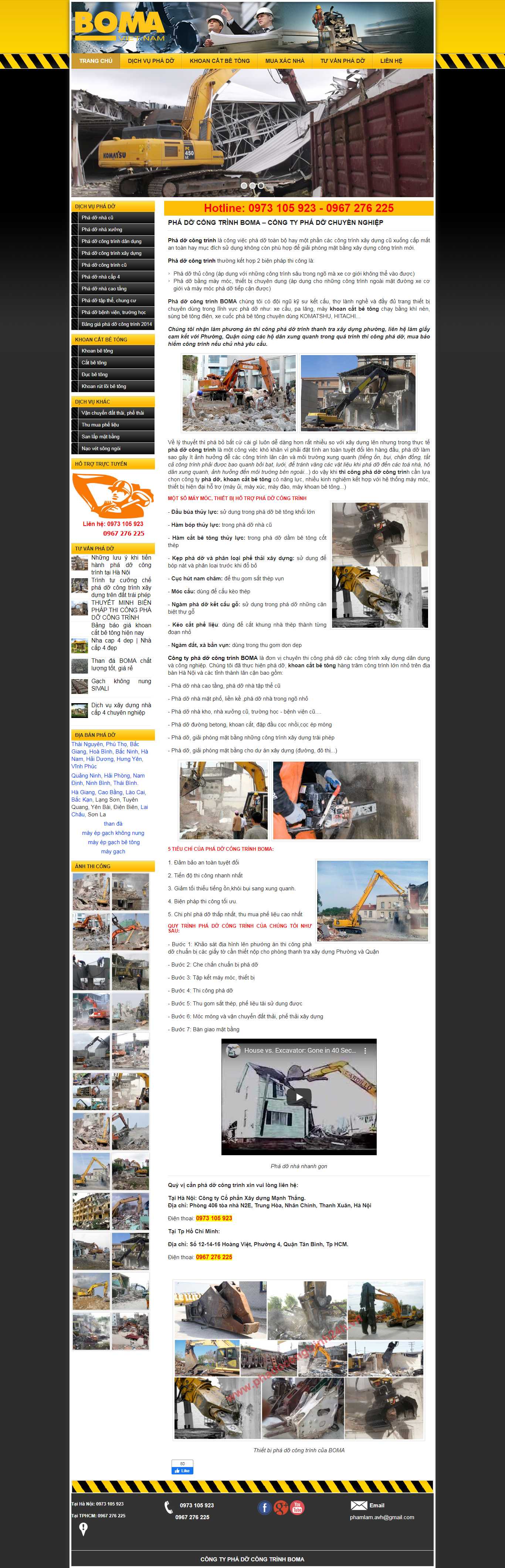 Thiết kế trang Web phá dỡ công trình - www.phadocongtrinh24h.vn
