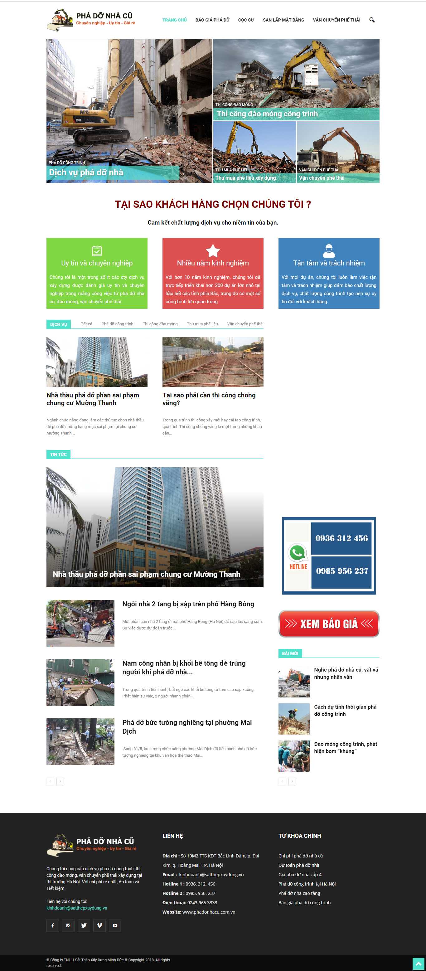 Thiết kế trang Web phá dỡ công trình - phadonhacu.com.vn