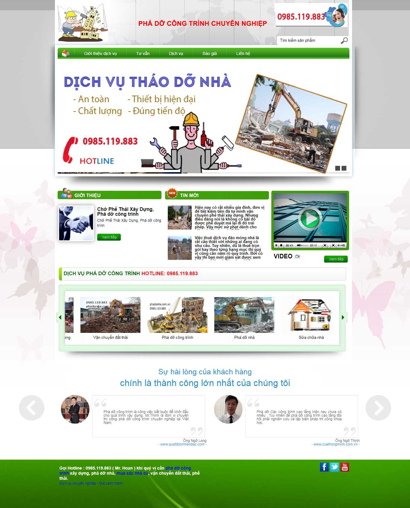 Thiết kế trang Web phá dỡ công trình - phadonha.com.vn