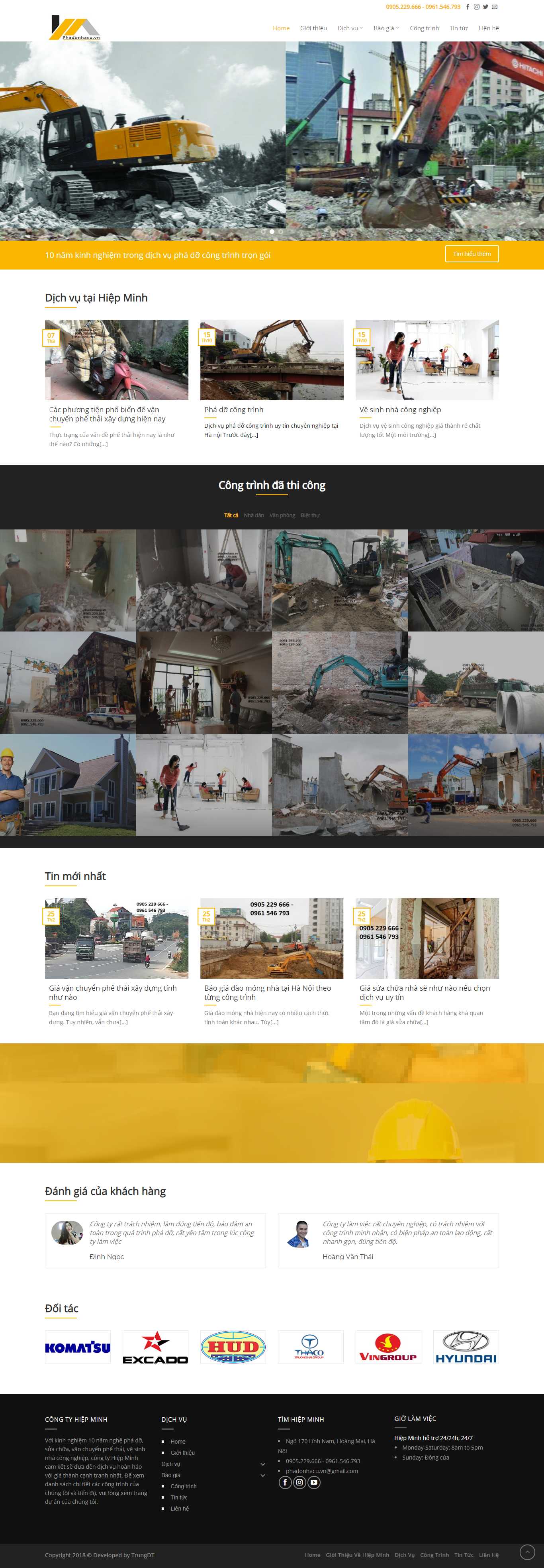 Thiết kế trang Web phá dỡ công trình - phadonhacu.vn