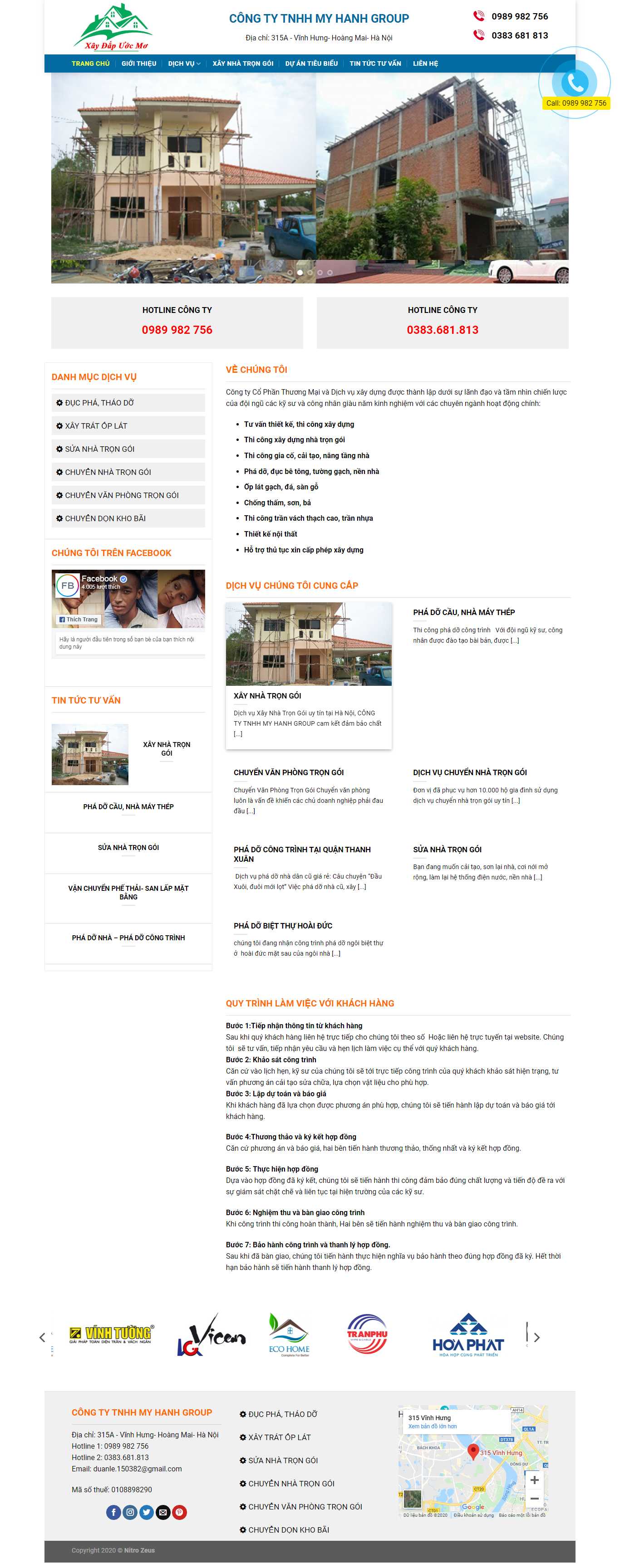 Thiết kế trang Web phá dỡ công trình - phadohanoi365.com